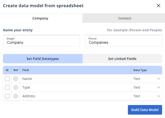 CreateModelSpreadsheet