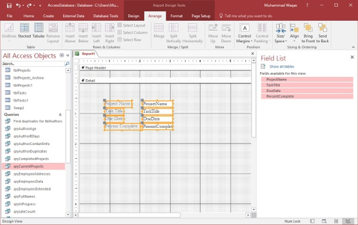 Microsoft Access - Reporting