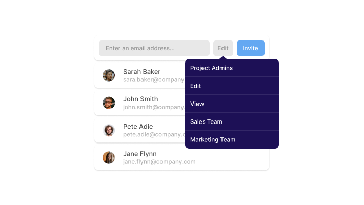 Screenshot – user invitation modal